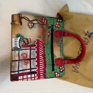Anuschka Paris Cafe Artistic Satchel Purse - Boutique Designer Bag